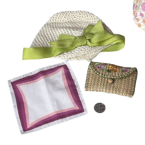American Girl Kit Doll Meet Outfit Accessories Necklace Coin Hat Purse Barrette